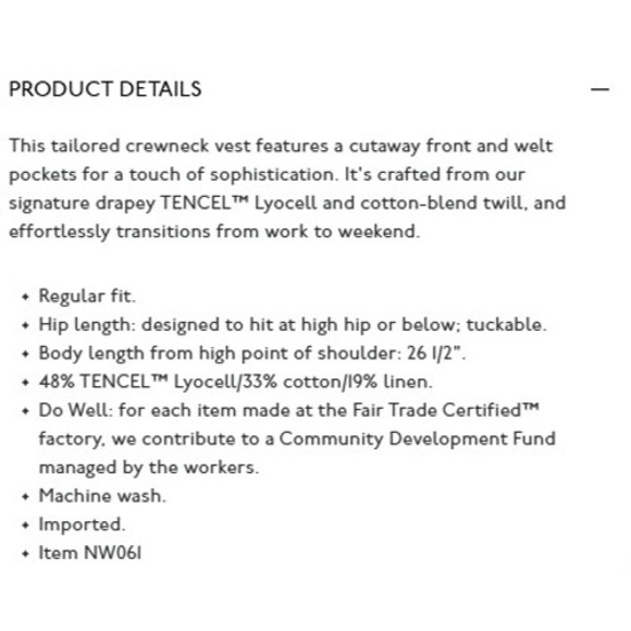 Madewell Top Womens 10 Crewneck Cutaway Vest Jet Black Tailored Sleeveless NW061 - Picture 2 of 10